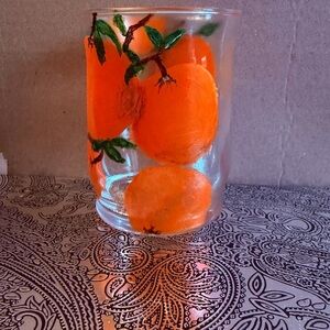 Hand-Painted Orange Fruit Glass